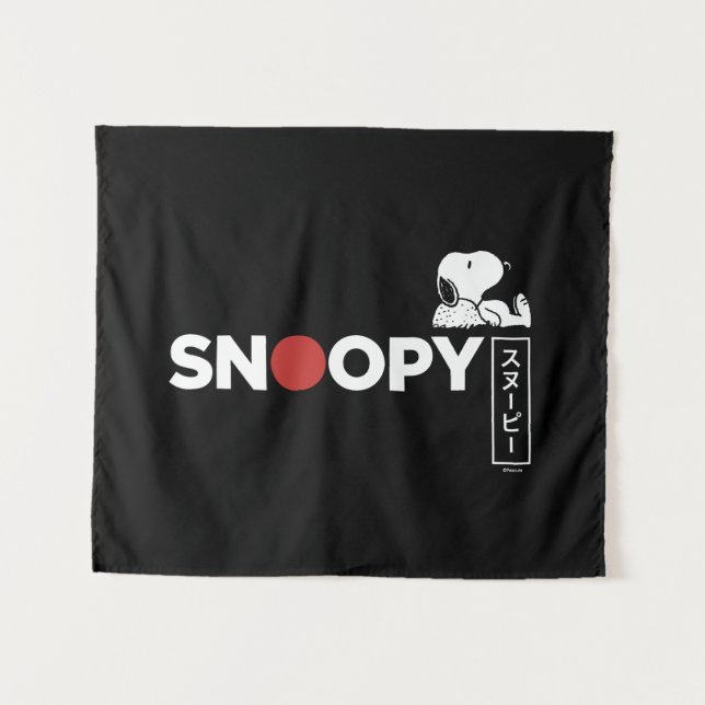 Snoopy Japanisch Typografie Grafik 2 Wandteppich (Vorderseite (Horizontal))