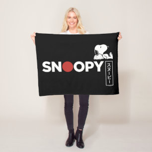 Snoopy Japanisch Typografie Grafik Fleecedecke