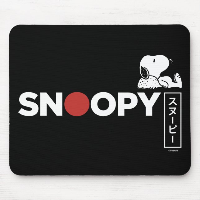 Snoopy Japanisch Typografie Grafik Mousepad (Vorne)