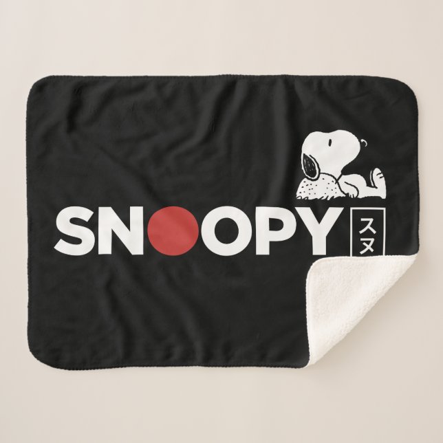 Snoopy Japanisch Typografie Grafik Sherpadecke (Vorderseite (Horizontal))