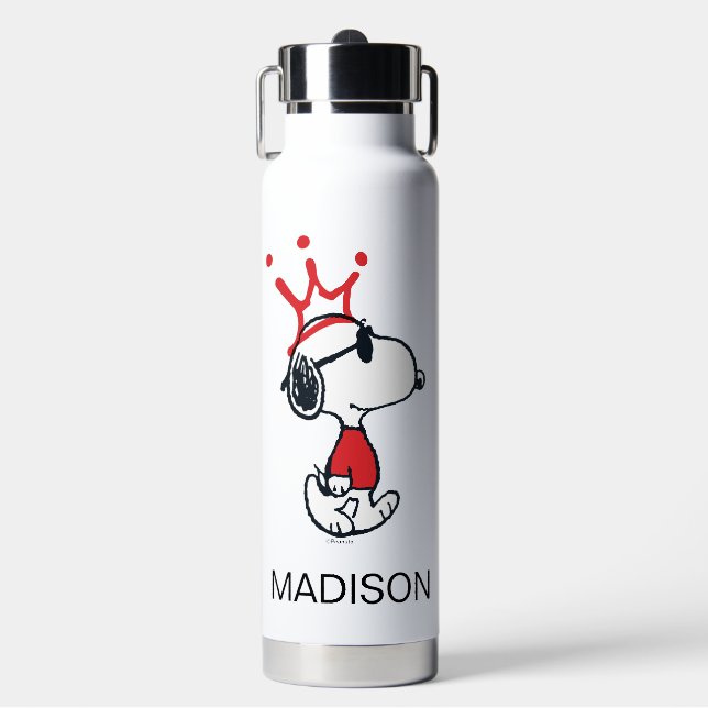 Snoopy - Joe Cool Crown | Name hinzufügen Trinkflasche (Vorderseite)