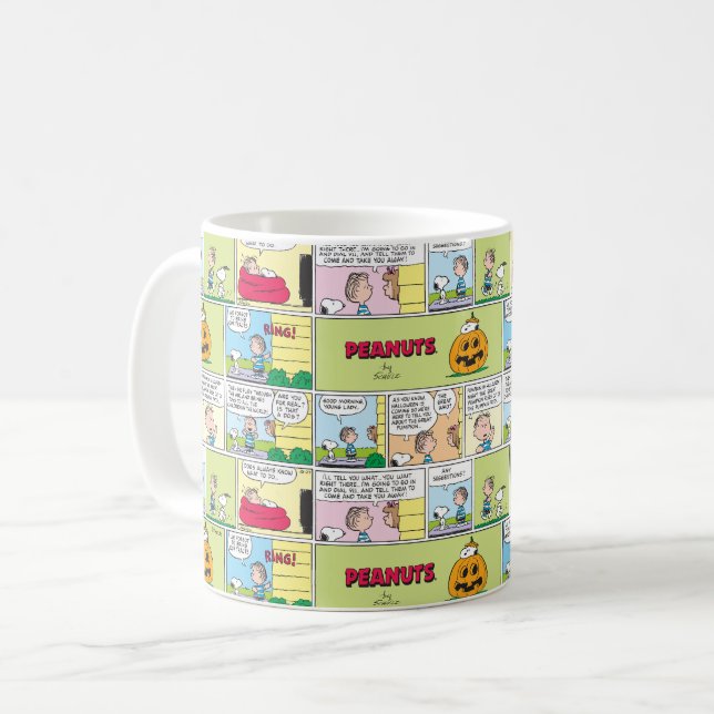 Snoopy & Linus | Die große Pumpkin-News Kaffeetasse (Vorderseite Links)