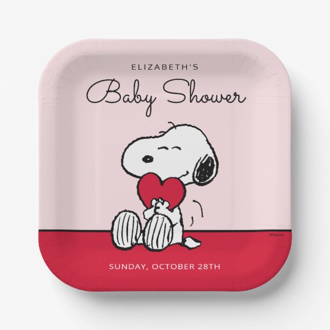 Snoopy | Little Sweetheart Baby Shower Paper Plate Pappteller (Vorderseite)