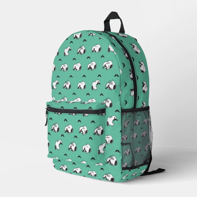Snoopy Mustaches & Aquamarines Muster Bedruckter Rucksack (Rückseitige Ecke Rechts)
