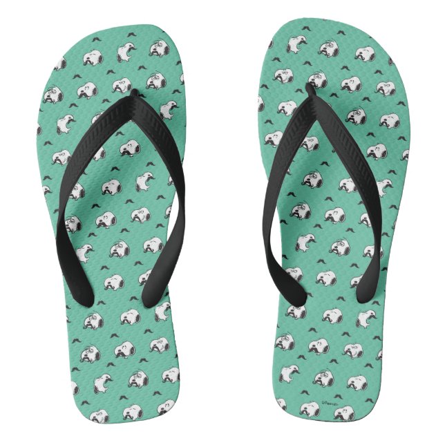 Snoopy Mustaches & Aquamarines Muster Flip Flops (Fußbett)