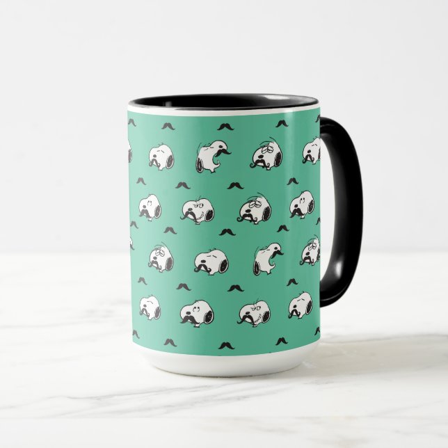 Snoopy Mustaches & Aquamarines Muster Tasse (VorderseiteRechts)