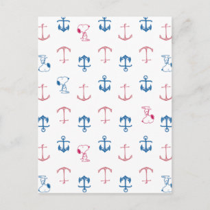 Snoopy Nautical Anchor Pattern Postkarte
