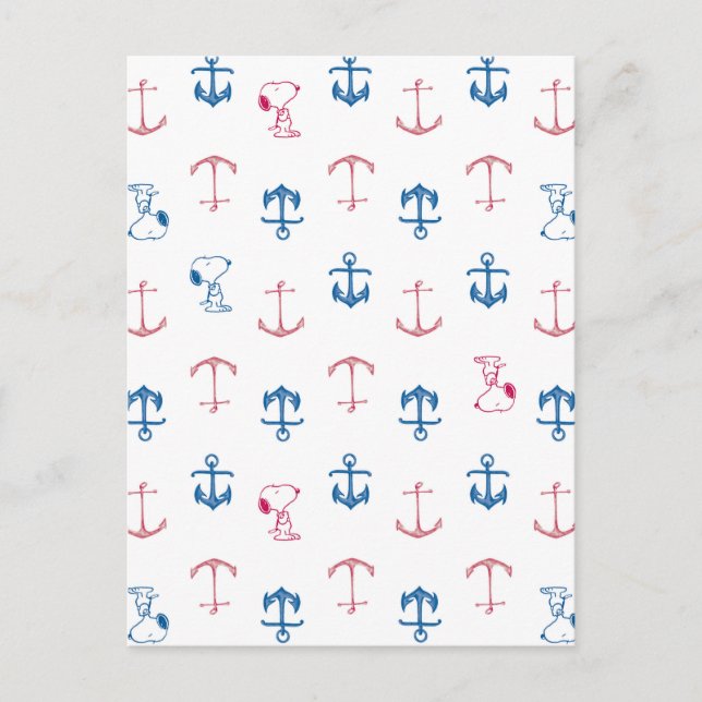 Snoopy Nautical Anchor Pattern Postkarte (Vorderseite)