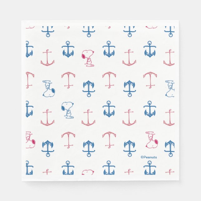 Snoopy Nautical Anchor Pattern Serviette (Vorderseite)