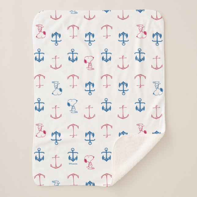 Snoopy Nautical Anchor Pattern Sherpadecke (Vorderseite)