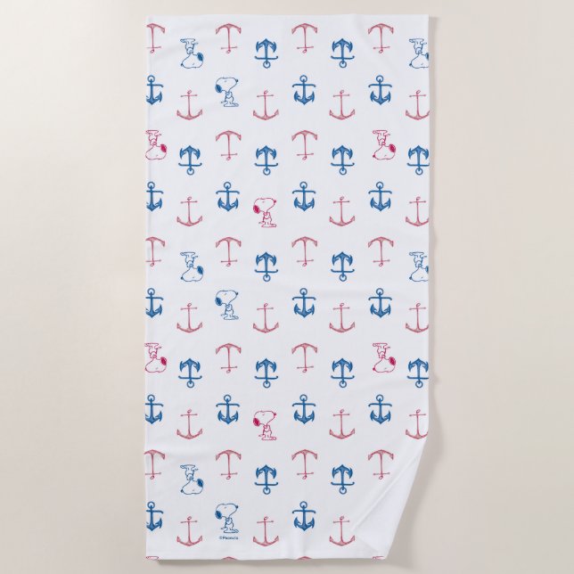 Snoopy Nautical Anchor Pattern Strandtuch (Vorderseite)