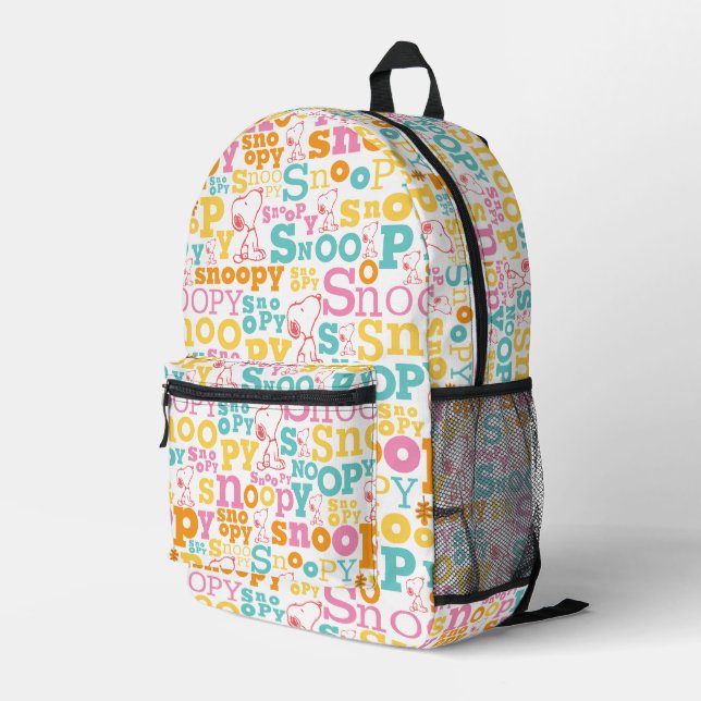 Snoopy Pastel Textmuster Bedruckter Rucksack (Rückseitige Ecke Rechts)