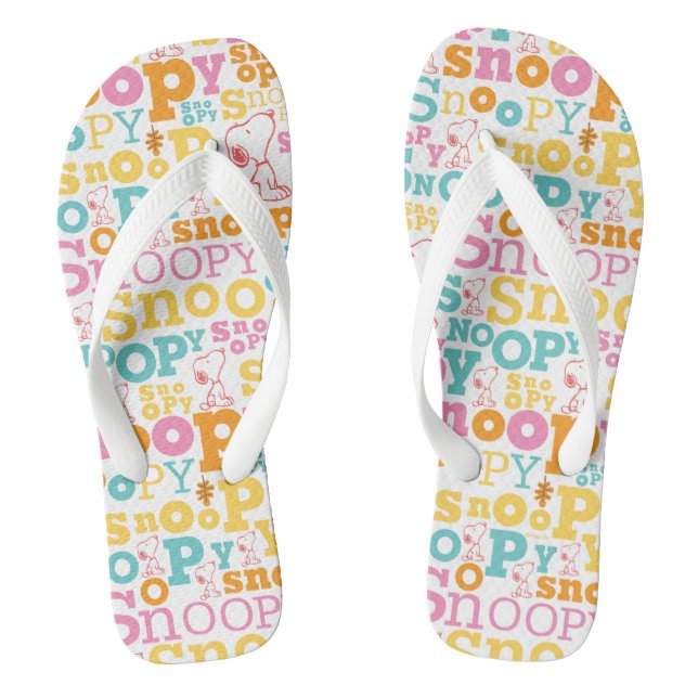 Snoopy Pastel Textmuster Flip Flops (Fußbett)