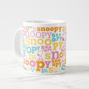 Snoopy Pastel Textmuster Jumbo-Tasse