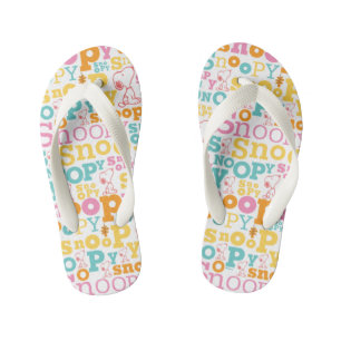 Snoopy Pastel Textmuster Kinderbadesandalen