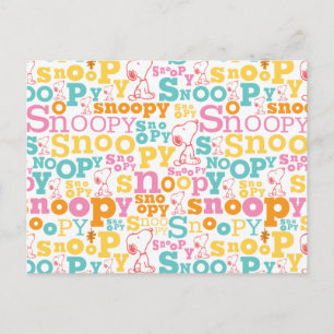 Snoopy Pastel Textmuster Postkarte