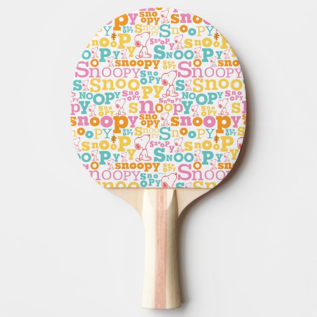 Snoopy Pastel Textmuster Tischtennis Schläger (Vorderseite)