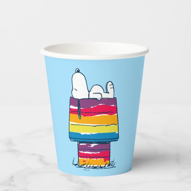 Snoopy | Rainbow Dog House Pappbecher (Vorderseite)