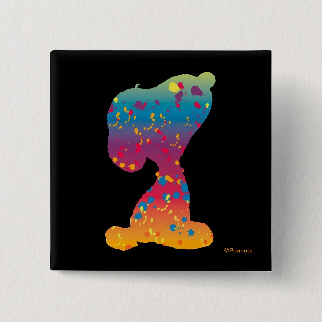 Snoopy Rainbow Graffiti Silhouette Button (Vorderseite)