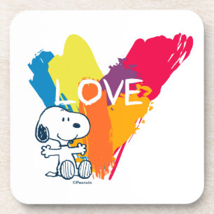 Snoopy   Rainbow Love Heart Getränkeuntersetzer