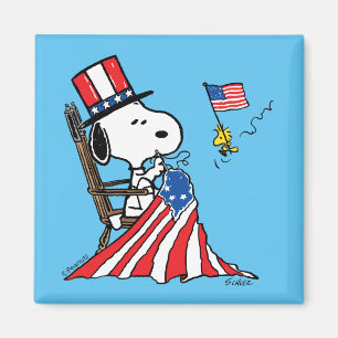 Snoopy Sewing 4. Juli Flagge Magnet