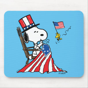 Snoopy Sewing 4. Juli Flagge Mousepad