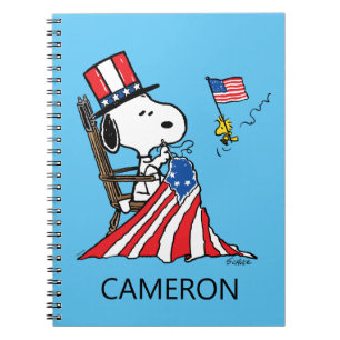 Snoopy Sewing 4. Juli Flagge Notizblock