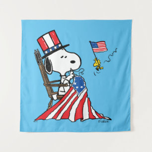Snoopy Sewing 4. Juli Flagge Wandteppich