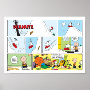 Snoopy Sled Riding Food Disc Poster