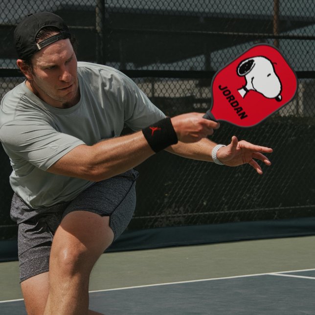 Snoopy Smile Giggle Laugh | Name hinzufügen Pickleball Schläger (Person playing pickle ball)
