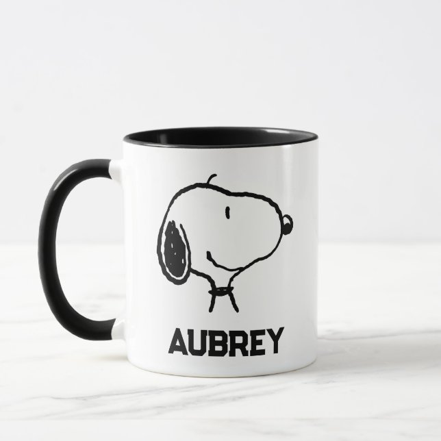 Snoopy Smile Giggle Laugh | Name hinzufügen Tasse (Links)