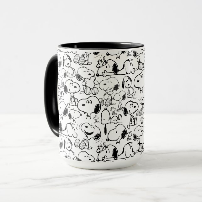 Snoopy Smile Giggle Laugh Pattern Tasse (Vorderseite Links)