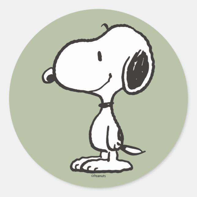 Snoopy Smile Giggle Laugh Runder Aufkleber (Vorderseite)