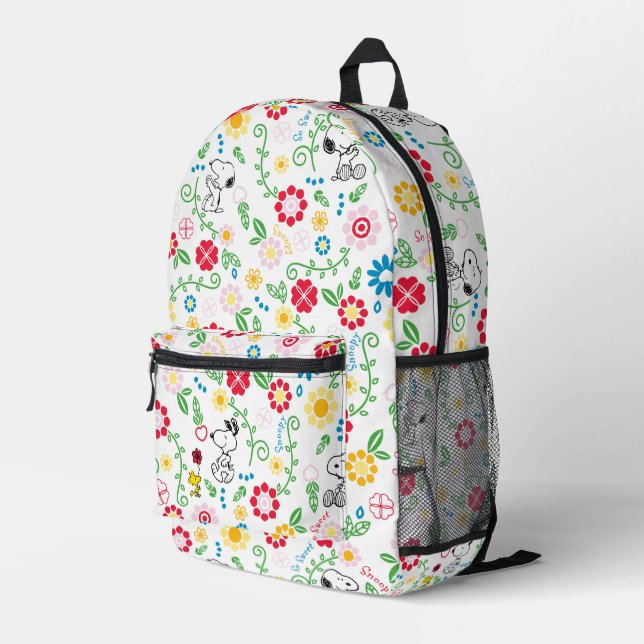 Snoopy So Sweet Blume Muster Bedruckter Rucksack (Rückseitige Ecke Rechts)