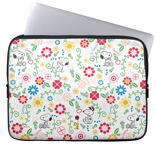 Snoopy So Sweet Blume Muster Laptopschutzhülle (Vorderseite)