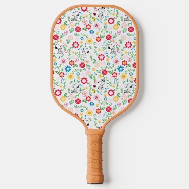 Snoopy So Sweet Blume Muster Pickleball Schläger (Vorderseite)