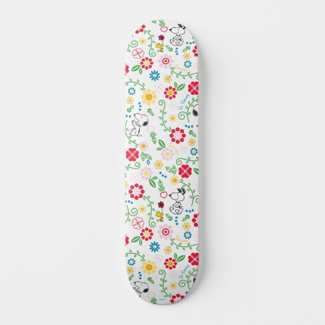 Snoopy So Sweet Blume Muster Skateboard (Vorderseite)