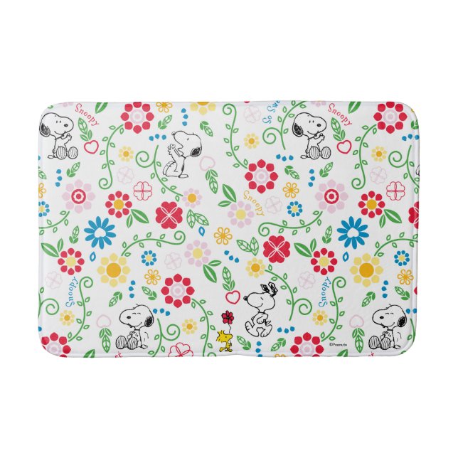 Snoopy So Sweet Flower Pattern Badematte (Vorderseite)