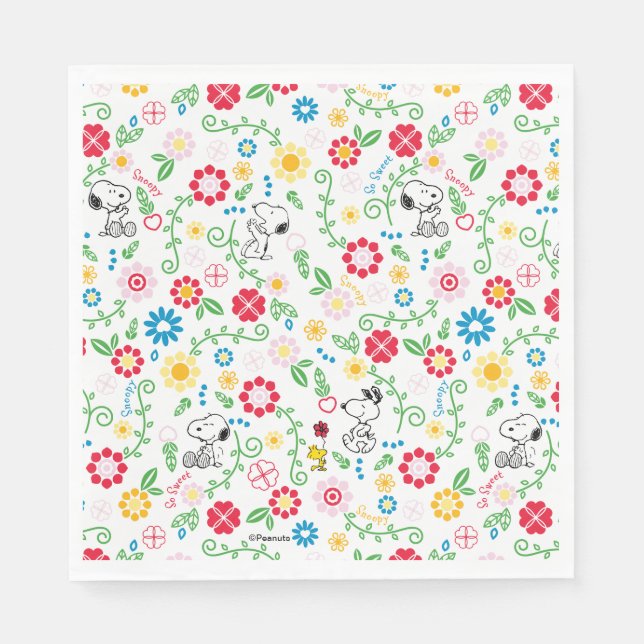 Snoopy So Sweet Flower Pattern Serviette (Vorderseite)