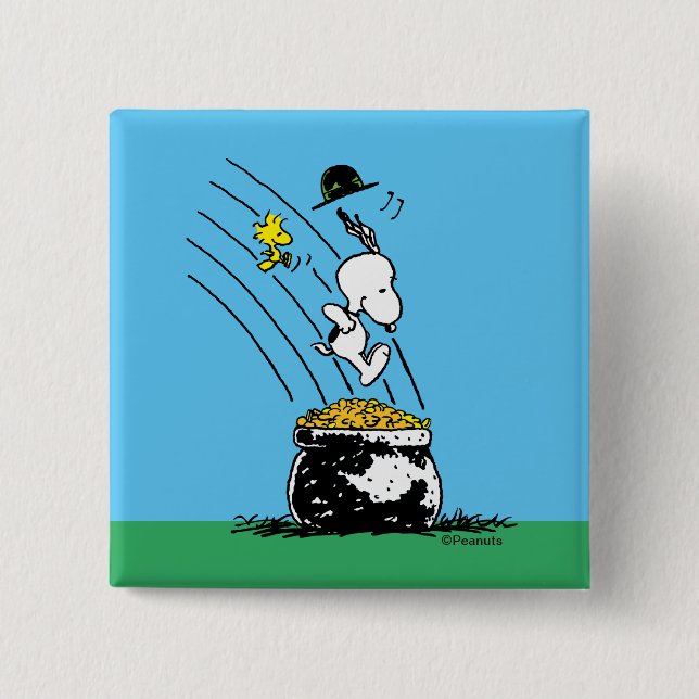 Snoopy springt in den Pot of Gold Button (Vorderseite)