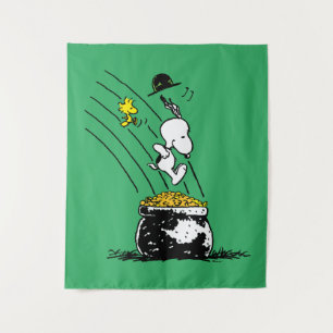 Snoopy springt in den Pot of Gold Wandteppich