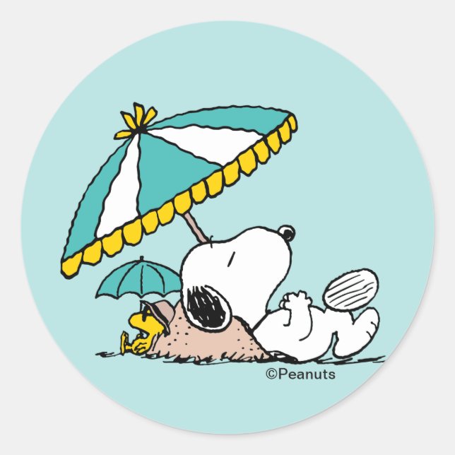 Snoopy Strandträume Runder Aufkleber (Vorderseite)