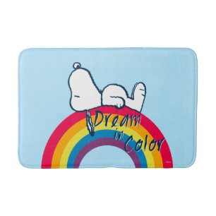 Snoopy Traum in farbigem Regenbogen Badematte