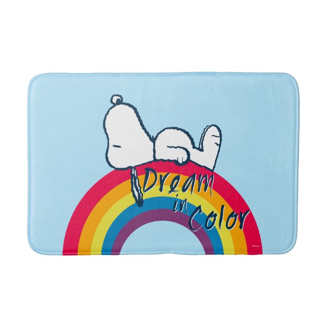 Snoopy | Traum in farbigem Regenbogen Badematte (Vorderseite)