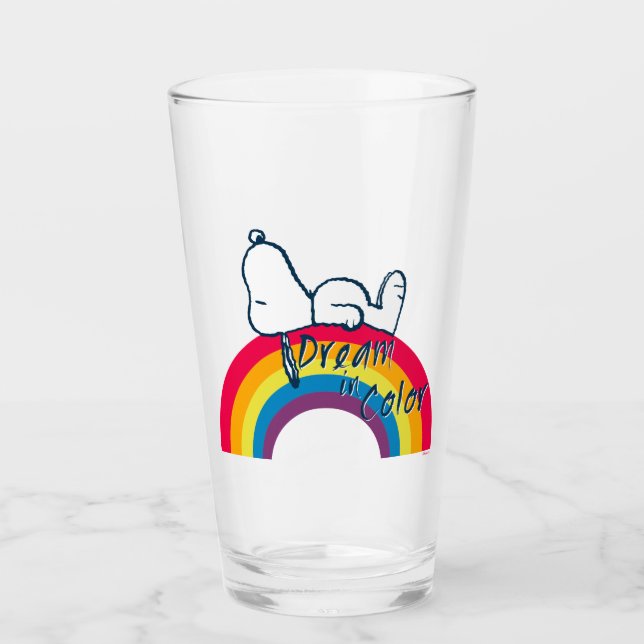 Snoopy | Traum in farbigem Regenbogen Glas (Vorderseite)