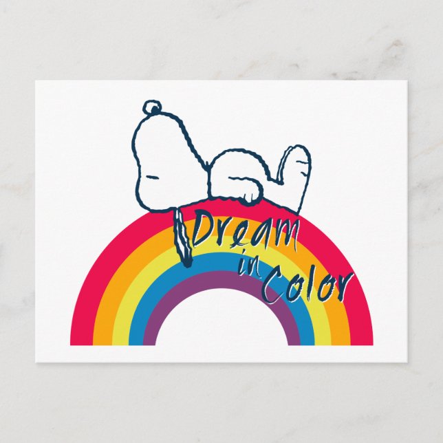 Snoopy | Traum in farbigem Regenbogen Postkarte (Vorderseite)