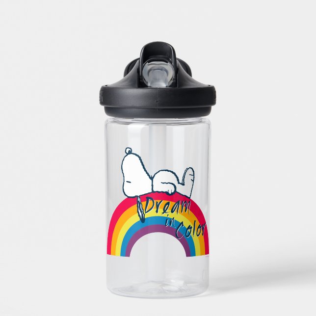 Snoopy | Traum in farbigem Regenbogen Trinkflasche (Vorne)