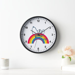 Snoopy   Traum in farbigem Regenbogen Uhr