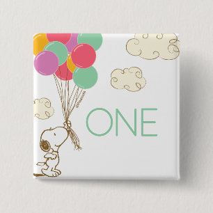 Snoopy und Balloons 1. Geburtstag Button