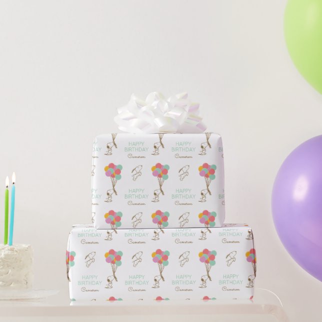 Snoopy und Balloons Geburtstag Geschenkpapier (Partygeschenke)